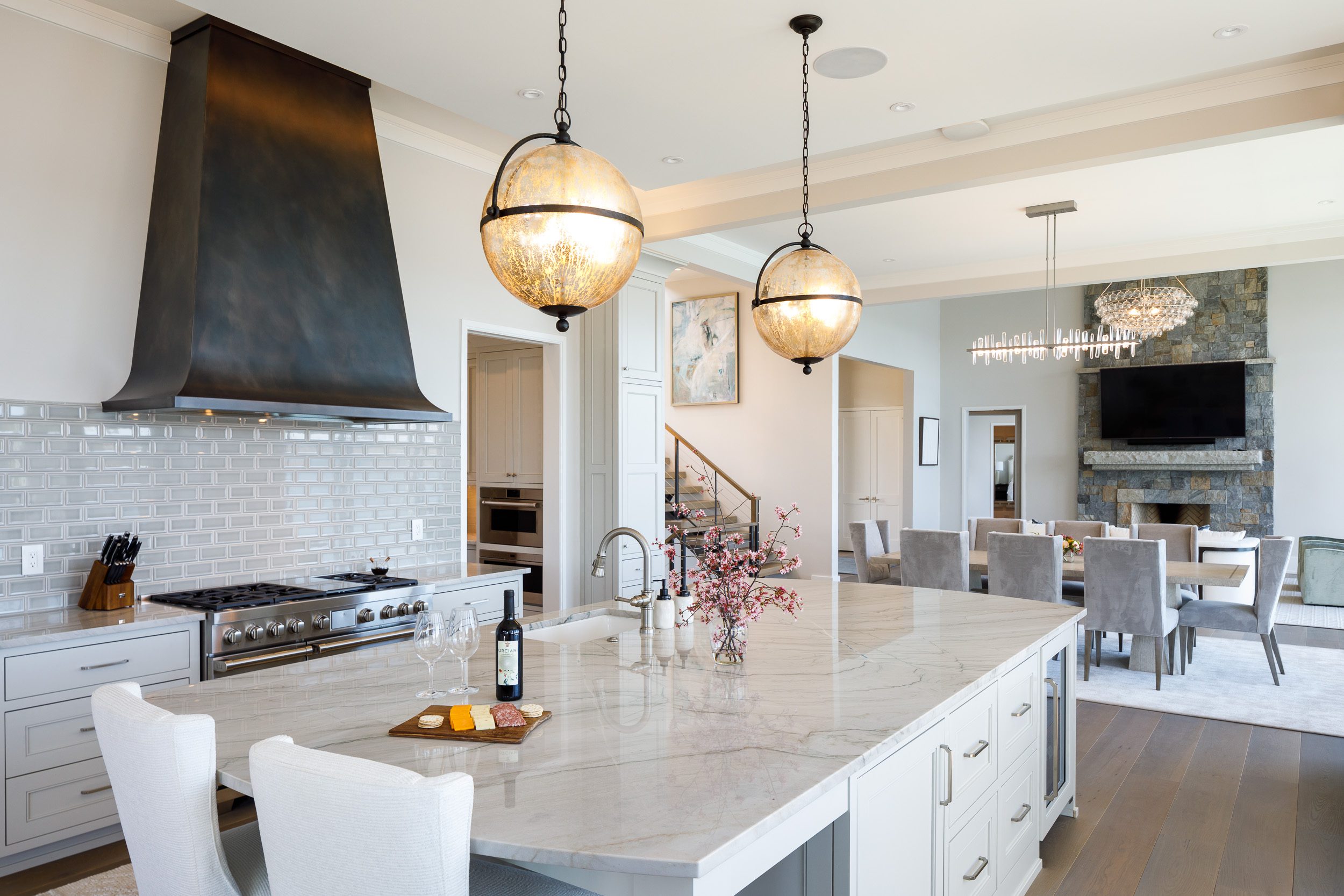 Custom Modern Lake Home Kitchen Cabinets